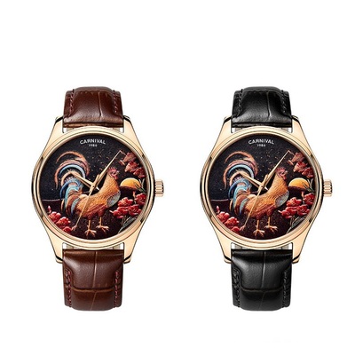 Rooster carnival watch symbolic animals 41mm dial japanese mechanical movt 3atm causal business wristwatch 515g