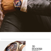 Rooster Carnival watch Symbolic Animals 41mm dial Japanese mechanical movt 3ATM causal business wristwatch 515G - Thumbnail 3