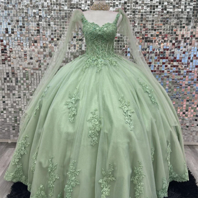 Cheap sage green quinceanera sweet 16 dresses lace straps 