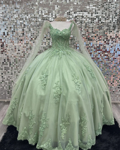Cheap Sage Green Quinceanera Sweet 16 Dresses Lace Straps 