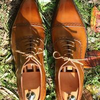 New Handmade Brown Cap Toe Lace Up Shinny Brown Shoes For Adults - Thumbnail 1