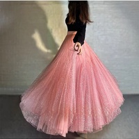 Women PINK Sequin Skirt Outfit Sparkle Skirt Plus Size Tulle Maxi Skirt Purple Sequin Party Skirt Romantic Holiday Outfit - Thumbnail 2