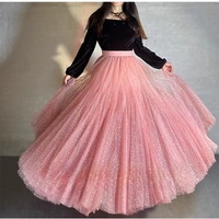 Women PINK Sequin Skirt Outfit Sparkle Skirt Plus Size Tulle Maxi Skirt Purple Sequin Party Skirt Romantic Holiday Outfit - Thumbnail 4