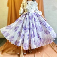 Purple Floral Tulle Midi Skirt Outfit Puffy Tutu Holiday Tulle Skirt Flower Tulle Midi Skirts Custom Plus Size - Thumbnail 8