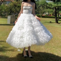 White Layered Tulle Maxi Skirt Gowns Wedding Bridal White Tulle Skirt Outfit High Waisted Tiered Tulle Skirt Custom Plus Size  - Thumbnail 6