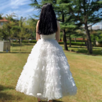 White Layered Tulle Maxi Skirt Gowns Wedding Bridal White Tulle Skirt Outfit High Waisted Tiered Tulle Skirt Custom Plus Size  - Thumbnail 7