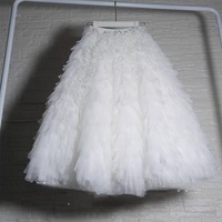 White Layered Tulle Maxi Skirt Gowns Wedding Bridal White Tulle Skirt Outfit High Waisted Tiered Tulle Skirt Custom Plus Size  - Thumbnail 3