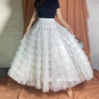 White Layered Tulle Maxi Skirt Gowns Wedding Party White Tulle Skirt Holiday Outfit High Waisted Tiered Tulle Skirt Plus Size  - Thumbnail 2