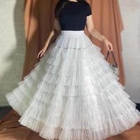 White Layered Tulle Maxi Skirt Gowns Wedding Party White Tulle Skirt Holiday Outfit High Waisted Tiered Tulle Skirt Plus Size  - Thumbnail 6