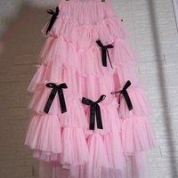 PINK High low Layered Tulle Skirt Outfit Pink Tulle Maxi Skirt Wedding Party Maxi Skirt Outfit Custom Plus Size - Thumbnail 8