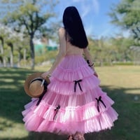 PINK High low Layered Tulle Skirt Outfit Pink Tulle Maxi Skirt Wedding Party Maxi Skirt Outfit Custom Plus Size - Thumbnail 2