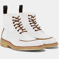Handmade White Leather Crepe Sole Lace Up Festival Boot - Thumbnail 1