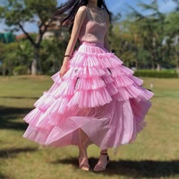 DEEP PINK High low Tulle Skirt Outfit Layered Tulle Maxi Skirt Wedding Party Maxi Skirt Outfit Custom Plus Size - Thumbnail 3