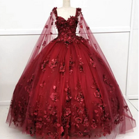 Cheap Plus Size Burgundy Quinceanera Sweet 15 16 Dresses - Thumbnail 1