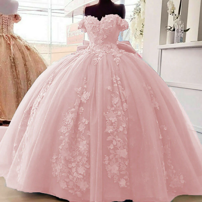 Glittering pink ball gown sweet 16 sequin prom evening gowns