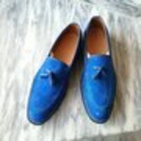 Handmade Blue Suede Tussle Loafers, Blue Tussles Mocassin Mens Formal Wear Loafers - Thumbnail 2