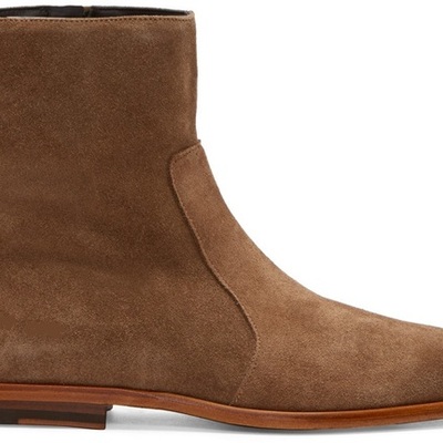 Chelsea brown color full suede leather side zipper men leather shoe, under jeans wear side zipper suede high ankle boot - Thumbnail 1