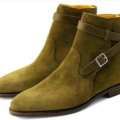 Stylish brownish suede buckle jodhpurs high ankle mens boot - Thumbnail 2