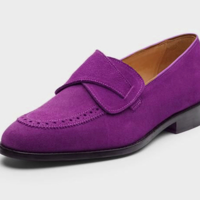 Handmade purple suede penny loafers moccasins oxford men loafers - Thumbnail 2