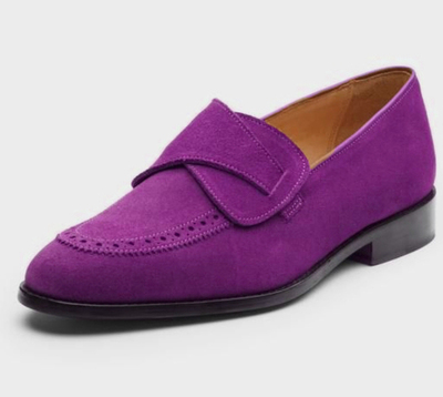 Handmade Purple Suede Penny Loafers Moccasins Oxford Men Loafers