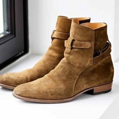  jodhpur style genuine leather suede travelling buckle boot handmade men boot - Thumbnail 1