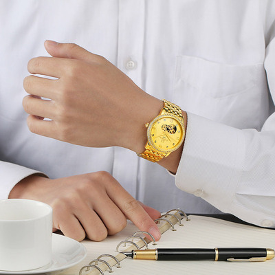 Carnival skeleton golden watch 40mm dial japanese mechanical movt 3atm causal business wristwatch 508g