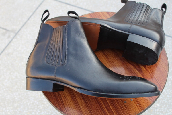 Crafted Leather Classic Men Handmade Black Calf Leather Chelsea Boot