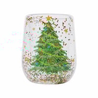 New Christmas cup double-layered heat-resistant glass cup that is not hot and flows sequined Christmas tree household water cup - Thumbnail 6