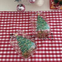 New Christmas cup double-layered heat-resistant glass cup that is not hot and flows sequined Christmas tree household water cup - Thumbnail 4