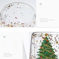 New Christmas cup double-layered heat-resistant glass cup that is not hot and flows sequined Christmas tree household water cup - Thumbnail 7