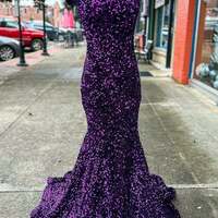 Navy Blue Prom Dresses, Off The Shoulder Prom Dress, Sequins Mermaid Evening Dress, Custom Made Party Dress - Thumbnail 5