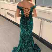 Navy Blue Prom Dresses, Off The Shoulder Prom Dress, Sequins Mermaid Evening Dress, Custom Made Party Dress - Thumbnail 3