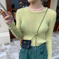Candy Color Crew Neck Slim Knit Sweater - Thumbnail 3