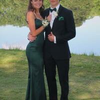 Floor Length Long Dark Green Satin Prom Dresses - Thumbnail 1