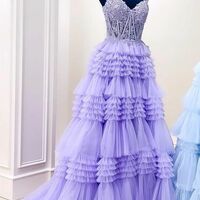 PSY867,Off The Shoulder Red Tiered Tulle Long Formal Prom Dress - Thumbnail 3