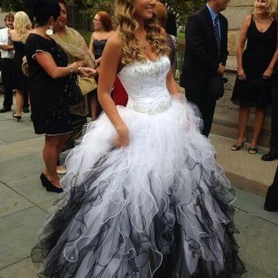 Sweetheart ball gown white and black quinceanera dresses