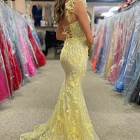PSY870,Off The Shoulder Red Applique Mermaid Prom Dress - Thumbnail 3