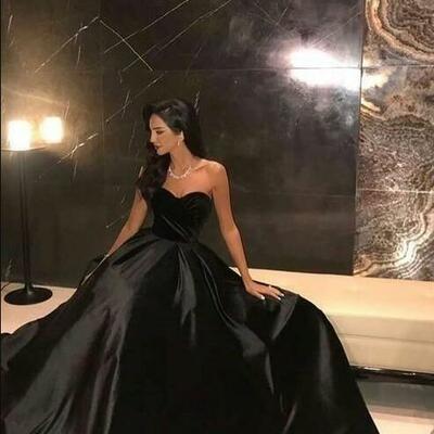 Sweetheart black prom dress with velvet 