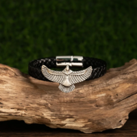 Vintage Eagle Men's Leather Bracelet - Thumbnail 3