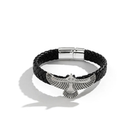 Vintage Eagle Men's Leather Bracelet - Thumbnail 7