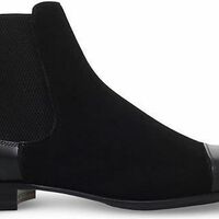 Men's Handmade Two Tone Black Leather & Suede Toe Cap Ankle Boots - Thumbnail 3