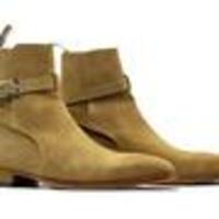 Men's Jodhpurs Beige Suede Boots, Beige Suede Ankle Boot - Thumbnail 1