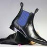 Handmade Black Ankle Chelsea Leather Boot For Men's - Thumbnail 1
