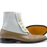 Men's Ankle High Two Tone Button Top Leather Suede Cap Toe Style Boot - Thumbnail 2