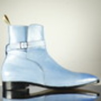 Handmade Ankle High Boot, Jodhpurs Style Boot, Blue Leather Boot - Thumbnail 4