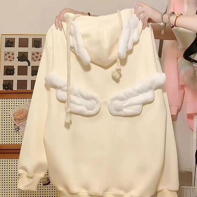 Original sweet and cute three-dimensional small wings hoodie