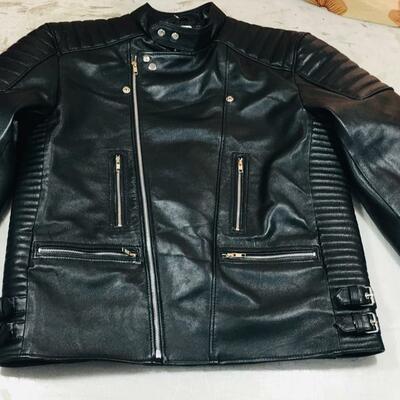 Crafted leather men's motorcycle genuine lambskin leather jacket black slim fit biker jacket  - Thumbnail 5