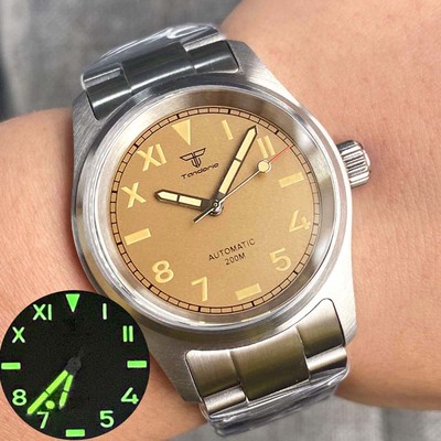 Tandorio mens watches 36mm dial nh35a mechanical movt 20bar luminous causal business wristwatch t108