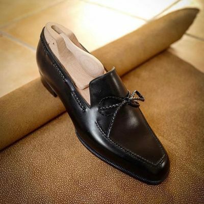 Shinny black dress handmade loafers slips on moccasin shoes  - Thumbnail 3