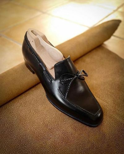 Shinny Black Dress Handmade Loafers Slips On Moccasin Shoes 